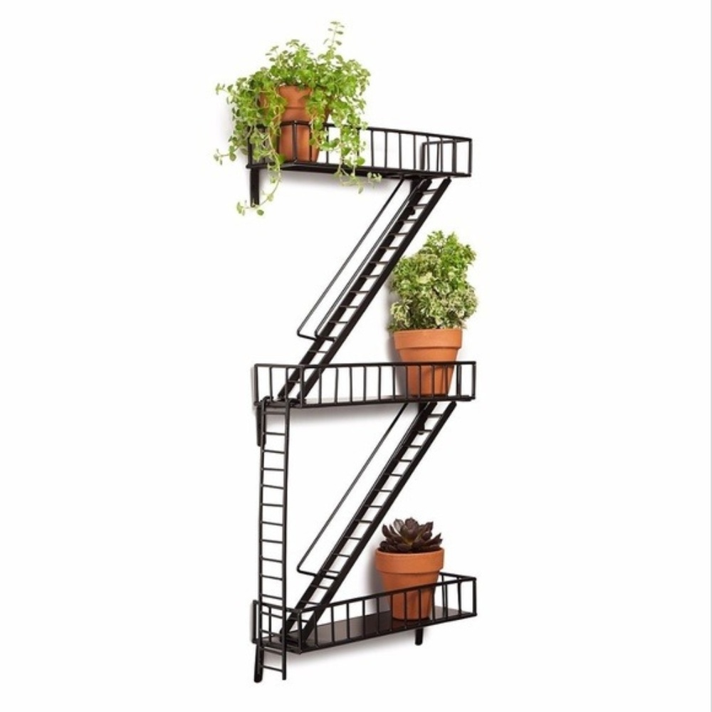NYC Fire Escape Replica Shelves, Black